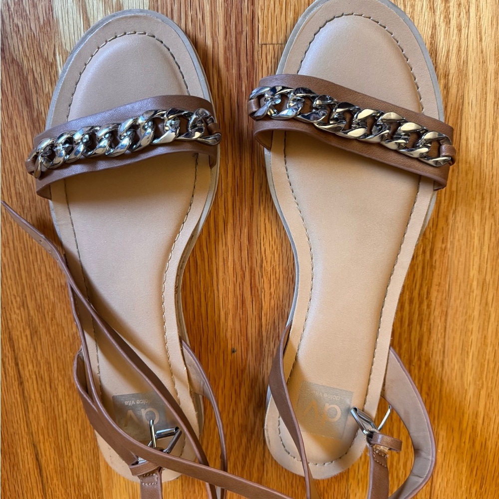 Brown Leather Chain Sandals